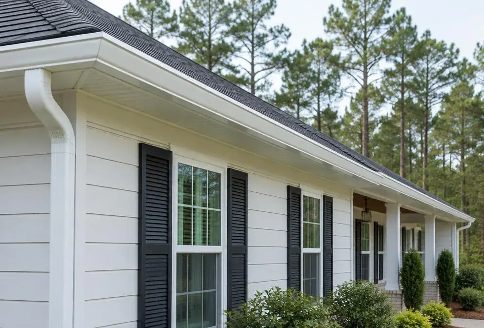 Long continuous seamless gutter run on a single-story home